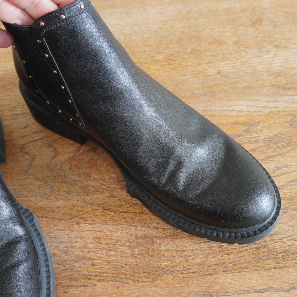Coach Womens 11B Black Leather Studded Chelsea Lug Sole Ankle Boots City Chic - Picture 10 of 11
